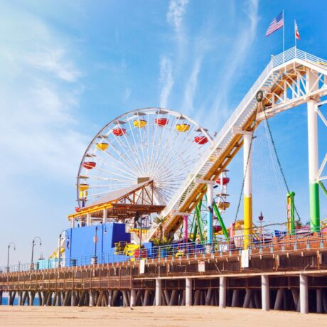 Santa Monica Pier with Ferris wheel and ocean view