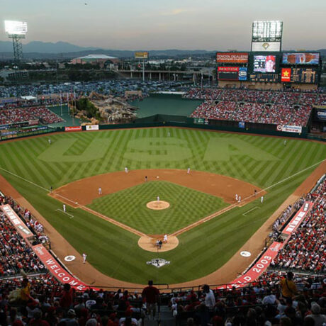 Crowd-filled Los Angeles stadium during a live sports event