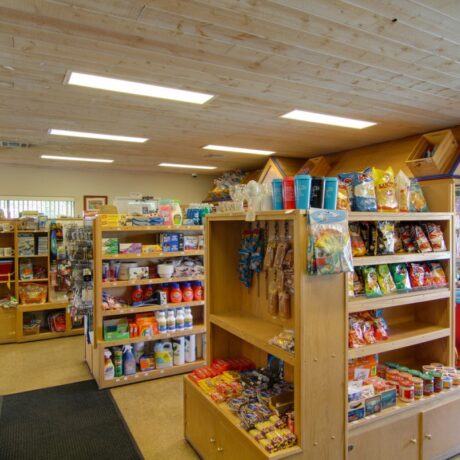 The park’s convenience store stocked with snacks, drinks, and Disney® merchandise in Orange, CA at Orangeland RV Park.