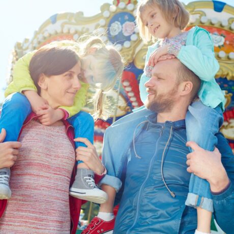 Happy family at a theme park