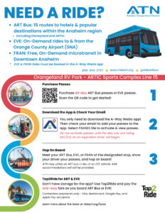 Convenient shuttle service available for guests at Orangeland RV Park in Orange, CA